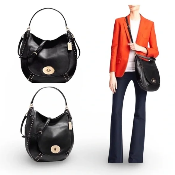 COACH lmt Edition Circle Black Leather Hobo Shoulder Bag - Picture 13 of 13